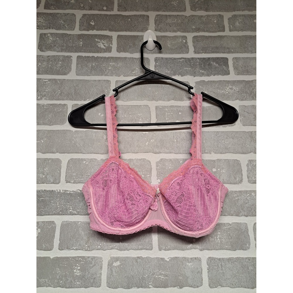 Felina Womens Floral Lace Pink Sexy Lace Adjustable Strap Bra Size 34C - Picture 1 of 9